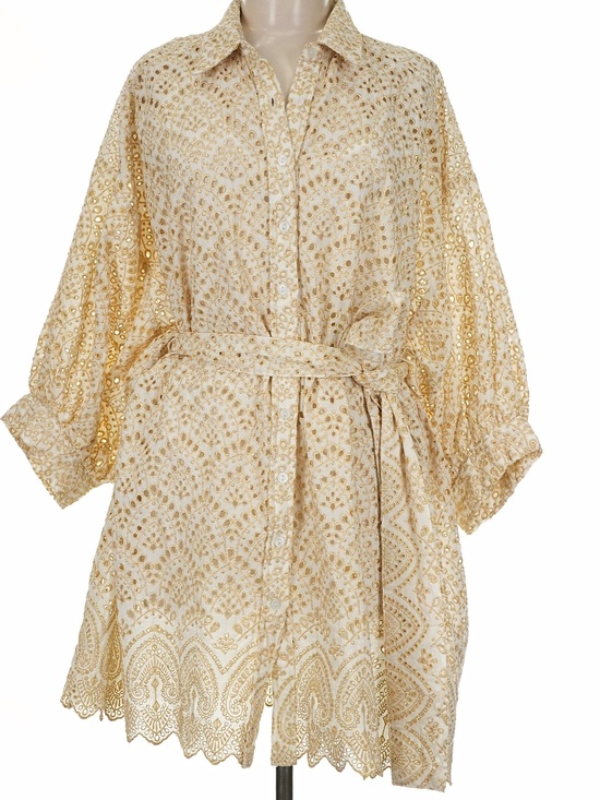 Sundress Dresses & Skirts - Sundress Cream Eyelet boho Mini Dress size M/L